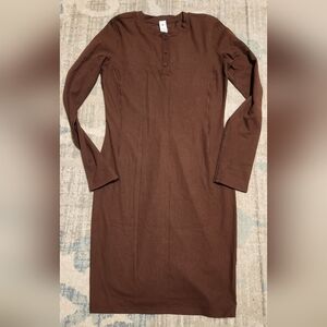 Lululemon All Aligned Ribbed Long-Sleeve Henley Dress. Size 6. Brown. NWOT